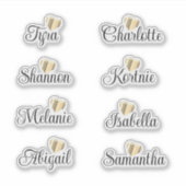 Bridesmaid Names Personalized Decal Vinyl Stickers (Voorkant)
