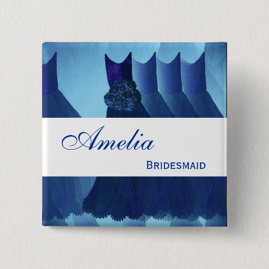 BRIDESMAID Navy Blue Gowns F200B1 Vierkante Button 5,1 Cm (Voorkant)
