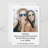 Bridesmaid of Maid of Honor Funny Photo Voorstel Kaart (Achterkant)