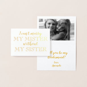 Bridesmaid of Maid of Honor Proposal Invitation Folie Kaarten