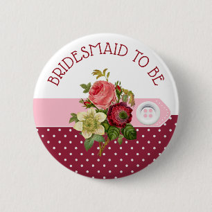 BRIDESMAID om Bourgogne Rozen Wedding Button te zi
