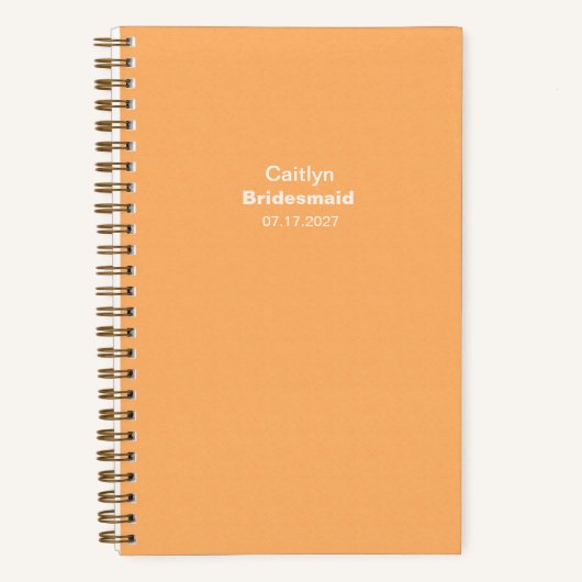 Bridesmaid Orange Typographic Notebook Notitieboek (Voorkant)
