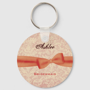 Bridesmaid Oranje Bow Ecru Damask E009 Sleutelhanger