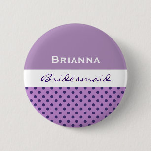 Bridesmaid Paars Polka Dots V05 Ronde Button 5,7 Cm