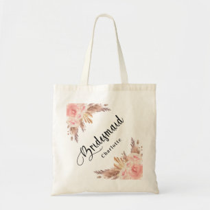 Bridesmaid Pampas roos goudflorale bruiloft Tote Bag