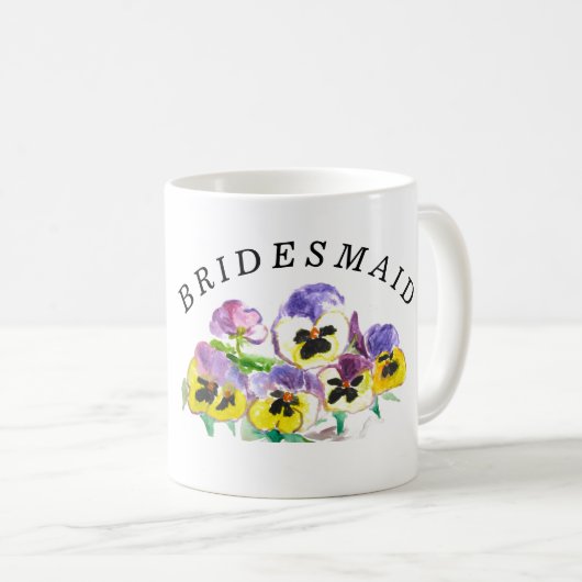 Bridesmaid Pansies Floral  Boho Wedding Koffiemok (Voorkant rechts)