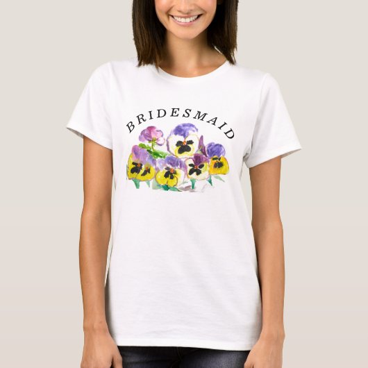 Bridesmaid Pansies Floral  Girly Wedding T-shirt (Voorkant)