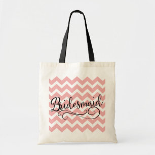 Bridesmaid Pastel Pink Chevron Canvas tas