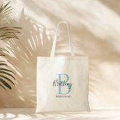 Bridesmaid Personalized Blue and Black Monogram Tote Bag