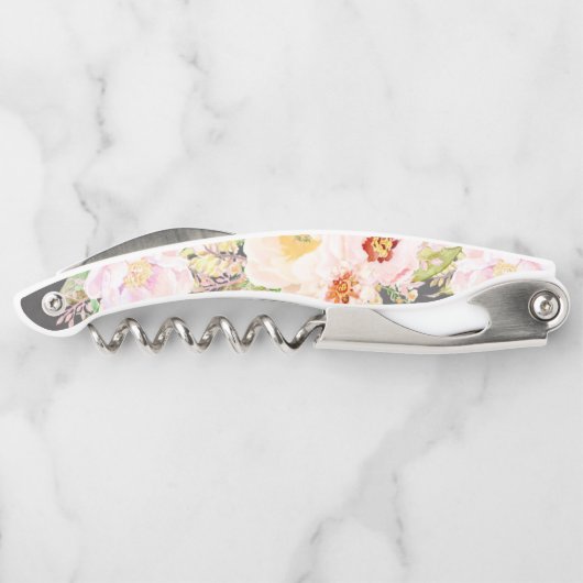 Bridesmaid Personalized Blush Peony Chalkboard Kurkentrekker (Achterkant)