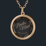 Bridesmaid Personalized Weddenschap Ketting Gift<br><div class="desc">Dit prachtige vergulde ketting is ontworpen als huwelijkscadeau of als gunst voor bruidsmeisjes. Deze tas is ontworpen om te coördineren met onze Gold Foil Elegant Wedding Suite en is voorzien van een gouden faux folie met een bloeiende rand met de tekst "Brides Maid" en een plek om haar naam in...</div>