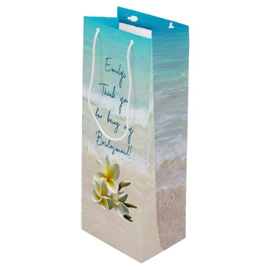 Bridesmaid persoonlijke dank van Bride Wijn Cadeautas (Voorkant Gekanteld)