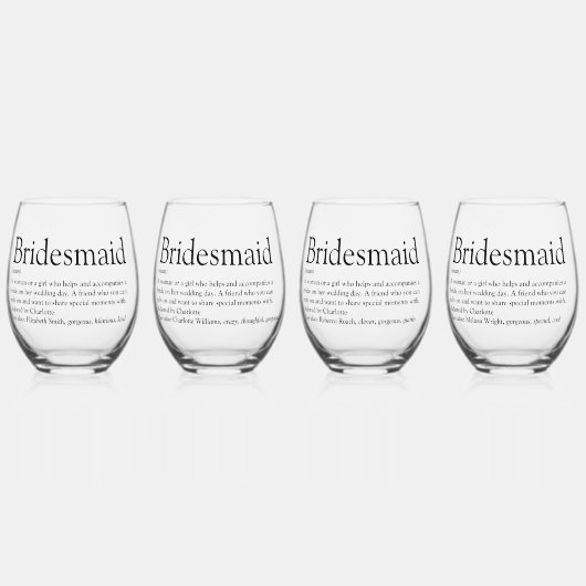 Bridesmaid Persoonlijke definitie Wijnglas Zonder Voet (Voorkant)