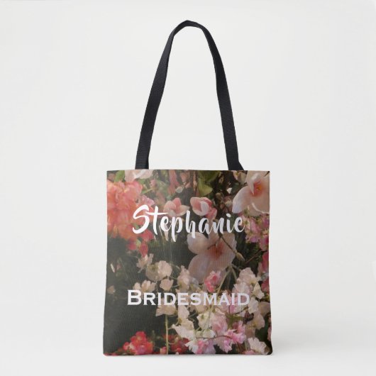 Bridesmaid Persoonlijke naam Vele bloemen Tote Bag (Voorkant)