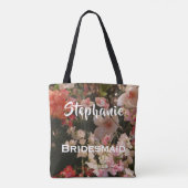 Bridesmaid Persoonlijke naam Vele bloemen Tote Bag (Achterkant)