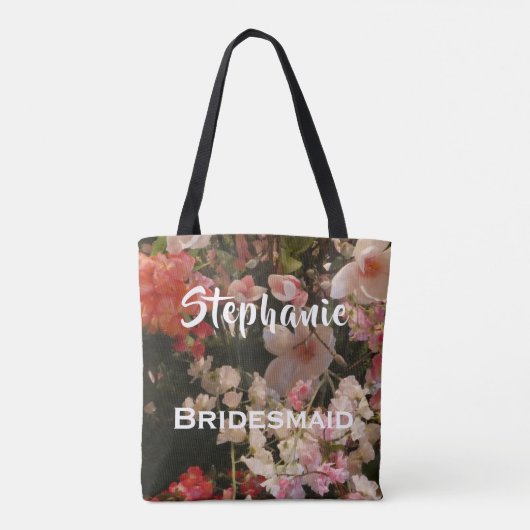 Bridesmaid Persoonlijke naam Vele bloemen Tote Bag (Achterkant)