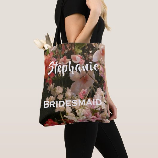 Bridesmaid Persoonlijke naam Vele bloemen Tote Bag (Dichtbij)