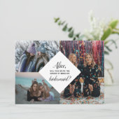 Bridesmaid Photo Voorstel Collage Moderne Elegant Kaart (Staand voorkant)