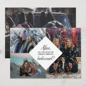 Bridesmaid Photo Voorstel Collage Moderne Elegant Kaart (Voorkant / Achterkant)