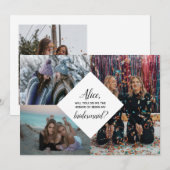 Bridesmaid Photo Voorstel Diamond Collage Modern Kaart (Voorkant / Achterkant)