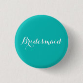 Bridesmaid Pin Blue Theme Ronde Button 3,2 Cm (Voorkant)