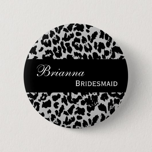 BRIDESMAID Pin Button Grey Leopard V207A6 (Voorkant)