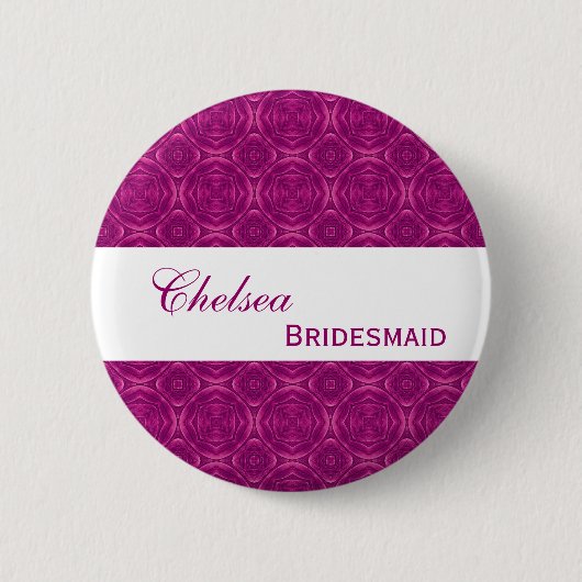 BRIDESMAID Pin Button Magenta Damask S306 (Voorkant)