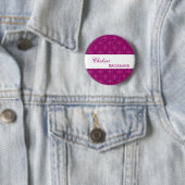 BRIDESMAID Pin Button Magenta Damask S306 (In situ)
