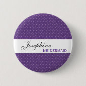 BRIDESMAID Pin Button Paarse Polka Dots (Voorkant)