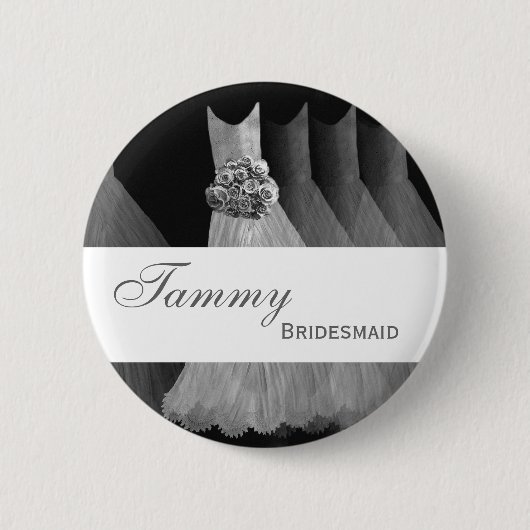 BRIDESMAID Pin Button Silver Grey Gowns M403 (Voorkant)
