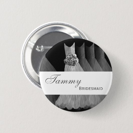BRIDESMAID Pin Button Silver Grey Gowns M403 (Voorkant /achterkant)
