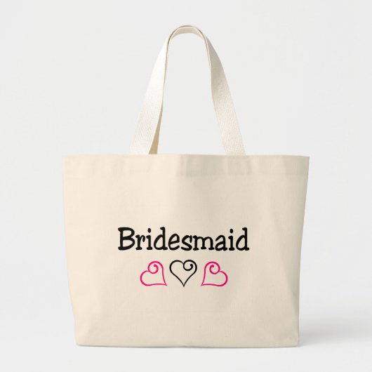 Bridesmaid Pink Black Hearts Grote Tote Bag (Voorkant)