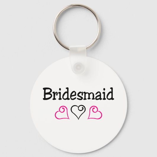 Bridesmaid Pink Black Hearts Sleutelhanger (Voorkant)