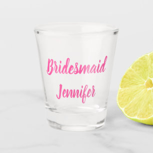 Bridesmaid Pink Custom Name Gifts Weddenschap Shot Glas