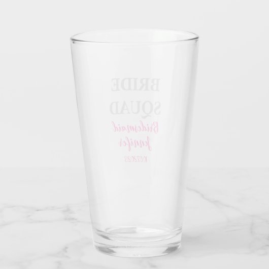 Bridesmaid Pink Custom Name Weddenschap Bacheloret Glas (Achterkant)