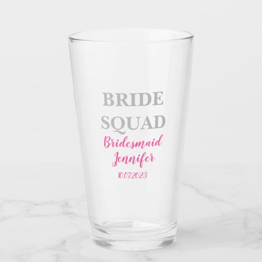 Bridesmaid Pink Custom Name Weddenschap Bacheloret Glas (Voorkant)