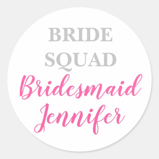 Bridesmaid Pink Custom Name Weddenschap Bacheloret Ronde Sticker (Voorkant)