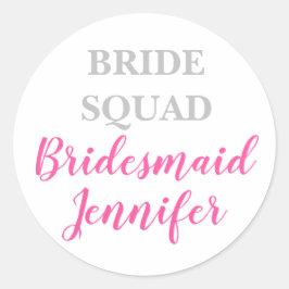 Bridesmaid Pink Custom Name Weddenschap Bacheloret Ronde Sticker