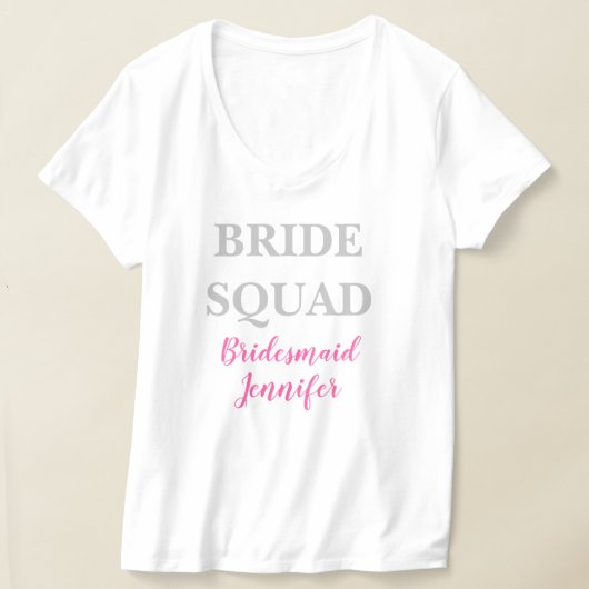 Bridesmaid Pink Custom Name Weddenschap Bacheloret T-shirt (Laagn)