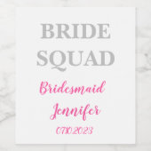 Bridesmaid Pink Custom Name Weddenschap Bacheloret Wijn Etiket (Enkel label)