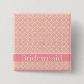 Bridesmaid Pink en White Vierkante Button 5,1 Cm (Voorkant)