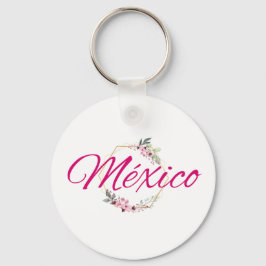 Bridesmaid Pink Floral, reisbestemming Mexico Sleutelhanger