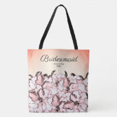 Bridesmaid Pink  Floral w Bride Groom Date Tote Bag (Voorkant)