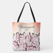Bridesmaid Pink  Floral w Bride Groom Date Tote Bag (Achterkant)