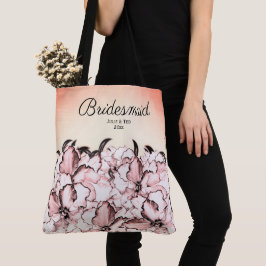 Bridesmaid Pink  Floral w Bride Groom Date Tote Bag