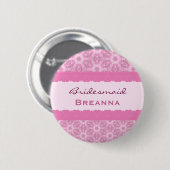 Bridesmaid Pink Flowers en Lace H909D Ronde Button 5,7 Cm (Voorkant /achterkant)