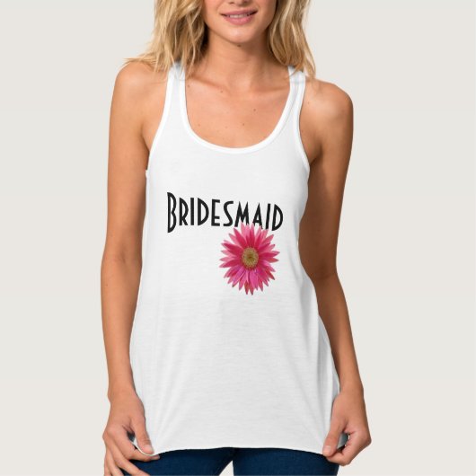 Bridesmaid Pink Gerbera Daisy Wedding Tanktop (Voorkant)