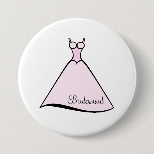 Bridesmaid Pink Gown Ronde Button 7,6 Cm (Voorkant)