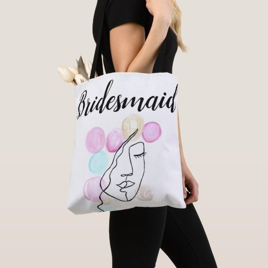 Bridesmaid Pink Grey Script Elegant Wedding Tas B (Dichtbij)