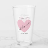 Bridesmaid Pink Heart Bridal Partij Gepersonalisee Glas (Achterkant)